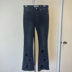 Eco-Friendly Dark Gray Embellished Flare Jeans